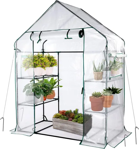 Vista 9 de Invernadero portátil para exteriores, casa de plantas de 56x30x76 con Verde