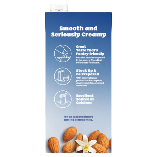Vista 9 de Silk Leche de almendra estable, vainilla sin azúcar, sin lácteos, vegano, proyecto verificado sin OMG, 1 cuarto de galón