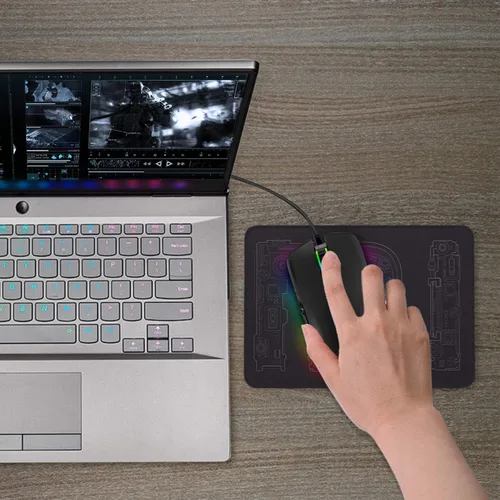 Vista 8 de IULONEE Ratón tipo C, ratones USB C con cable, mouse ergonómico de 4 RGB retroiluminación 3200 DPI compatible