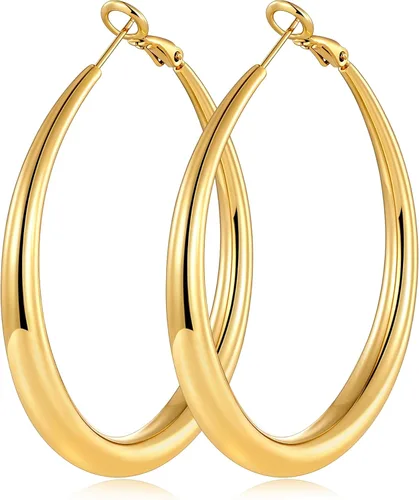 Vista 10 de Pendientes de aro de oro para mujer de moda con poste de plata de Dorado