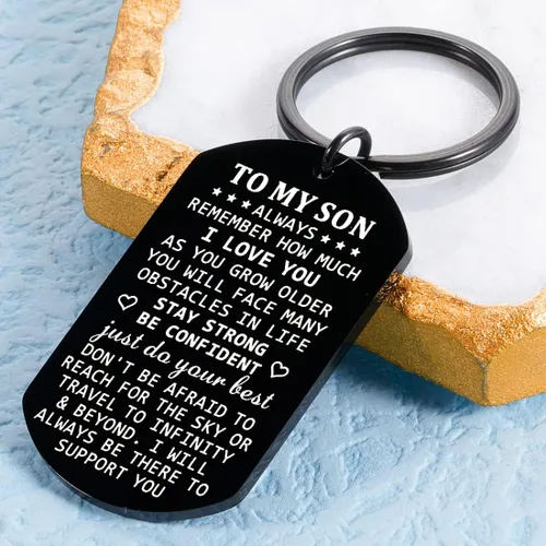 Vista 6 de Llavero de regalo de mamá inspirador con texto en inglés "I Love You", regalo para el día de San Valentín para él, niños, adolescentes, cumpleaños