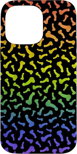 Vista 21 de Funda negra con diseño de pene o polla arcoíris para iPhone 17