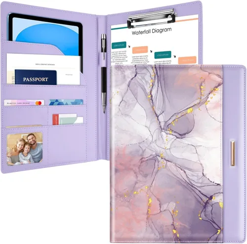 Vista 15 de Carpeta portadocumentos con purpurina/Carpeta portafolio para mujeres y hombres, WAVEYU, elegante y bonita carpeta con cubierta de portafolio