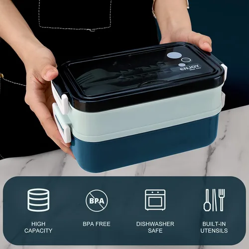 Vista 3 de Kit de lonchera Bento para adultos, lonchera portátil para adultos, caja Bento para adultos con bolsa de almuerzo, contenedores de almuerzo Bento