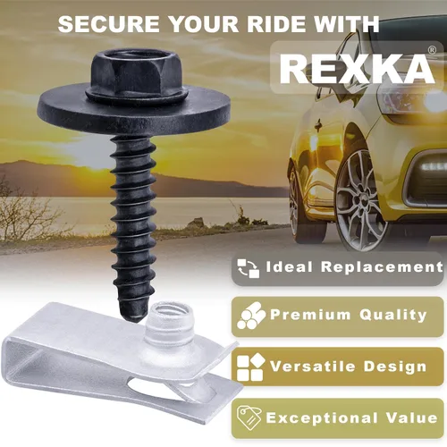 Vista 5 de Rexka Juego de 10 juegos de guardabarros cubierta de parachoques Splash Shield Wheelhouse Liner Bolt Tornillo U Tuercas Kit para GM 11570498