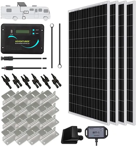 Vista 7 de 【Nueva Versión】 Kit Solar Renogy Premium de 400 vatios y 12 voltios 4 piezas Panel de 100W+ controlador de carga MPPT de 40A+ módulo Bluetooth