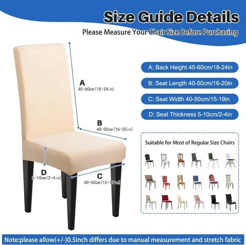 Vista 3 de Dioxide Fundas de Silla de Alto Estirar para Sillas de Comedor, Juego de Fundas de Silla de Comedor Lavables de 4, Fundas de Asiento de Silla