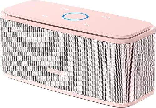 Vista 11 de DOSS SoundBox Touch - Altavoz inalámbrico con Bluetooth, sonido HD de 12W con graves ricos, resistente al agua IPX5, 20 horas de reproducción, manos