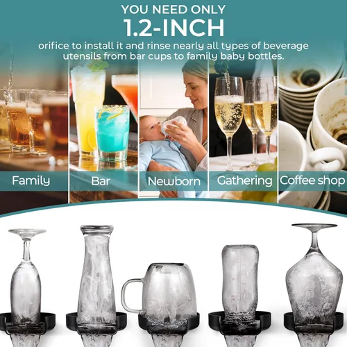 Vista 6 de Enjuagador de vidrio de agua caliente y fría para fregadero de cocina, lavadora de vasos de alta presión de acero inoxidable, accesorio
