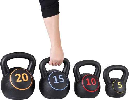 Vista 8 de F2C - Juego de pesas rusas de 4 piezas, juego de pesas para entrenamiento de fuerza, pesas rusas de 5 libras, 10 libras, 15 libras, 20 libras, pesas