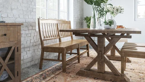 Vista 2 de Jofran Carlyle Crossing - Mesa de comedor rústica de madera maciza de 78 pulgadas