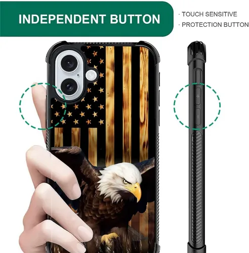 Vista 449 de Funda compatible con iPhone 8, a prueba de golpes, antiarañazos, bandera de ciervos de cola blanca de grano de madera estadounidense