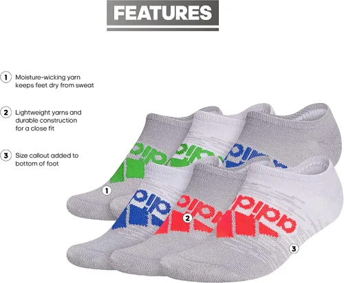 Vista 2 de adidas Calcetines Superlite invisibles para niños y niñas (6 pares)