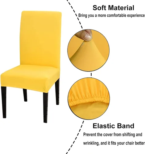 Vista 5 de Chickwin Juego de 2 fundas para sillas de comedor, fundas elásticas Parsons con dobladillo elástico, fundas lavables para sillas de cocina sin
