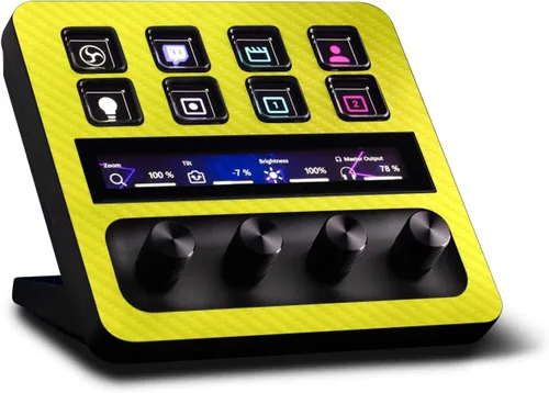Vista 7 de MightySkins - Piel de fibra de carbono compatible con Elgato Stream Deck + - Morado sólido Acabado de fibra de carbono texturizado protector
