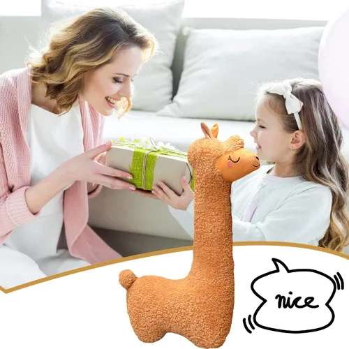 Vista 7 de Almohada de Felpa de Alpaca Llama - Almohada Gigante de Felpa de Alpaca de Cuerpo Largo de 29" - Regalo para Esposa Niña Novia Cumpleaños San Marrón
