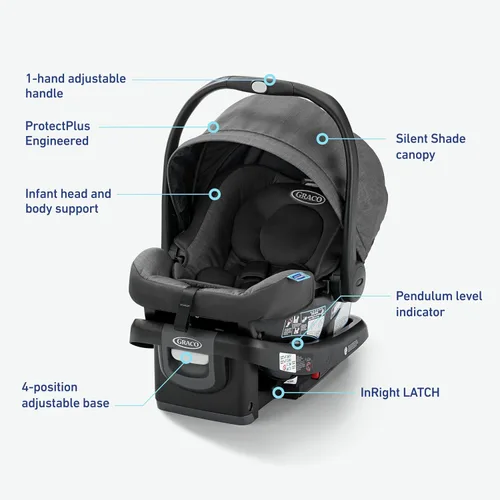 Vista 6 de Graco® SnugRide DLX - Asiento infantil para automóvil con tecnología de pierna de carga, Astaire