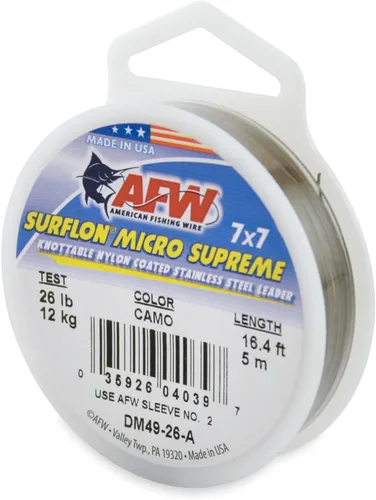 Vista 20 de American Fishing Wire Surflon Micro Supreme Nylon recubierto 7x7 de acero inoxidable, líder en alambres anudables para pesca en agua salada, pesca