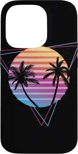 Vista 17 de Palm Sunset 80s Vibe Retrowave Synthwave Aesthetics - Carcasa para iPhone 16