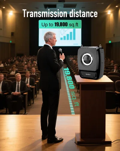 Vista 13 de SHIDU Amplificador de voz de 35 W con micrófono inalámbrico (de mano y auriculares), megáfono portátil Bluetooth para profesores, guías turísticos