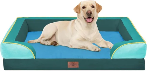 Vista 176 de Comfort Expression - Cama ortopédica para perros medianos, 28 x 19 pulgadas, cama impermeable y de apoyo de espuma con cojines removibles, sofá