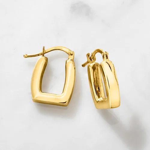 Vista 4 de Pure Collection by Ross-Simons - Pendientes de aro cuadrados de oro amarillo italiano de 14 quilates