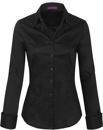 Vista 11 de KOGMO Camisas de manga larga con botones para mujer, blusa de trabajo de oficina (S-3X)