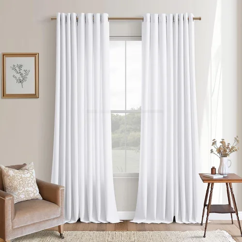 Vista 57 de Cortinas de avena con ojales DUKIYO de 96 pulgadas de largo para sala de estar, comedor, juego de 2 paneles, cortinas de arena y beige
