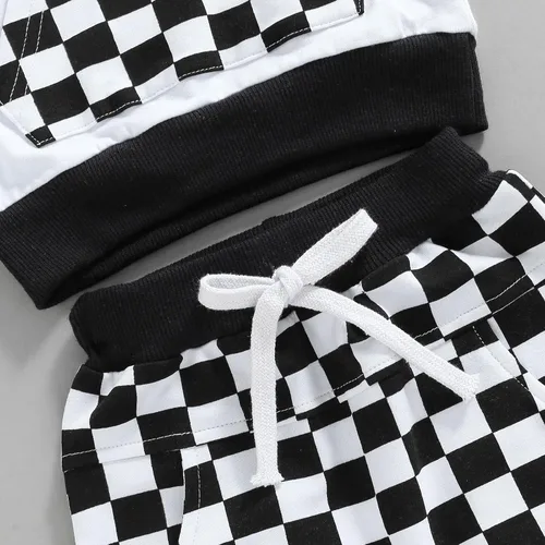 Vista 5 de Conjunto de 2 piezas de sudadera con capucha y pantalones deportivos para bebés y niños pequeños, ropa de otoño e invierno