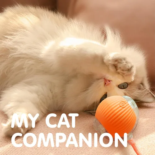 Vista 7 de Rocfish Juguetes interactivos para gatos de interior, bola de persecución automática inteligente para gatos (Naranja-N) Smart Automatic Cat Chase