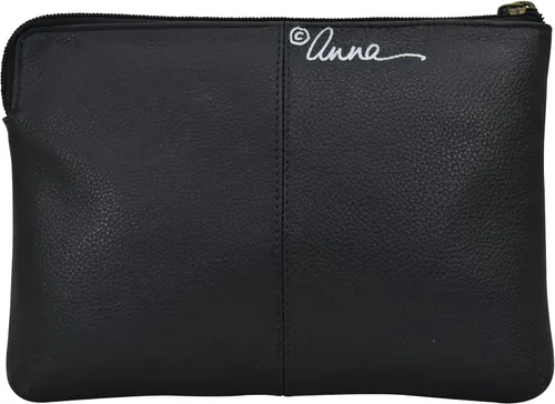 Vista 3 de Anna by Anuschka Bolso de mano pintado a mano de cuero genuino para mujer Negro mariposa