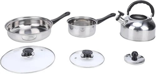 Vista 10 de Pssopp Stainless Steel Cookware Set, Skillets Handle Pots Pans Set for Kitchen Home Various Cooking Methods Stainless Steel Cookware, Heat Proof