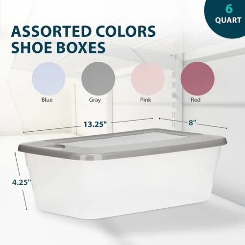 Vista 2 de DecorRack 9 cajas de zapatos de plástico transparente, contenedores de almacenamiento apilables de 6 cuartos de galón