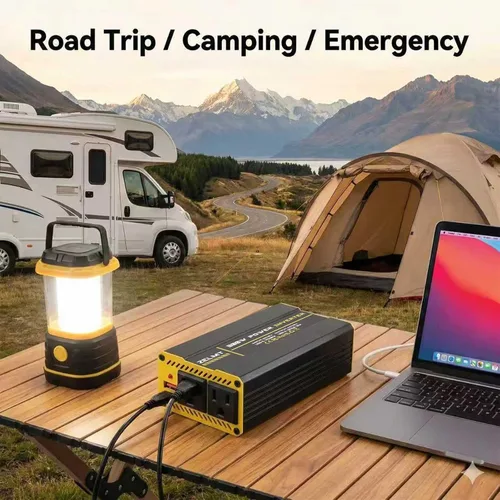 Vista 2 de Inversor de corriente para automóvil de 300 W, adaptador de enchufe de automóvil de 12 V CC a 110 V CA, 30 W USB-C y 18 W USB-A de carga rápida