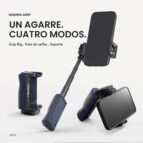 Vista 2 de Freewell Versátil Bluetooth Smartphone Selfie Grip con ARCA estándar, soporte de zapata fría para iPhone, teléfono celular Samsung