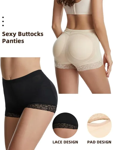 Vista 3 de Bragas falsas para mujer, levantador de glúteos, con relleno, control de cadera, ropa interior moldeadora