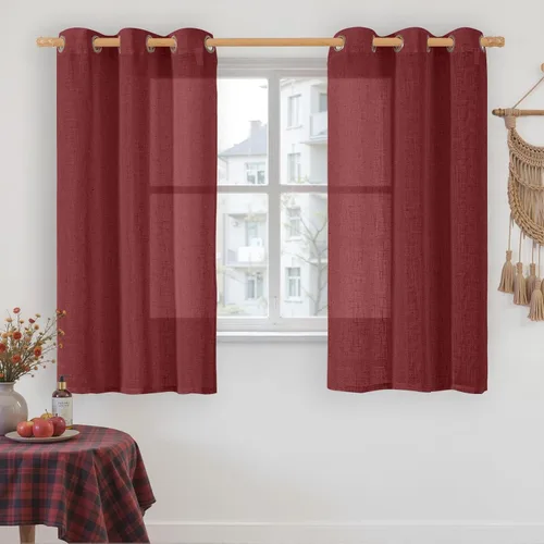 Vista 27 de LAMIT Cortinas de lino marrón caramelo para sala de estar, 84 pulgadas, de lino sintético, texturizado, filtrante de luz, paneles de privacidad