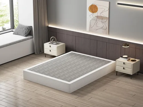 Vista 13 de Base de cama con somier de 3 pulgadas, tamaño individual, base de colchón de metal resistente con funda de tela, sin ruido, fácil montaje
