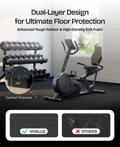Vista 2 de 0.6" Thick Rubber Top Gym Flooring Mats for Home Gym