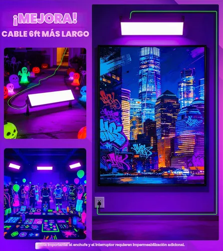 Vista 6 de TigQiang Luz negra de 120 W, luz negra para fiesta que brilla