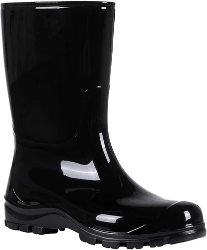 Vista 4 de Asgard Botas de lluvia a media pantorrilla para mujer, botas de goma impermeables estampadas, zapatos cortos de jardín Negro
