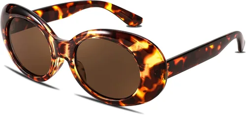 Vista 10 de FEISEDY Gafas de sol blancas ovaladas Clout Goggles para mujeres y hombres, retro, redondas, de moda, con montura, marco de disfraz estilo Clueless