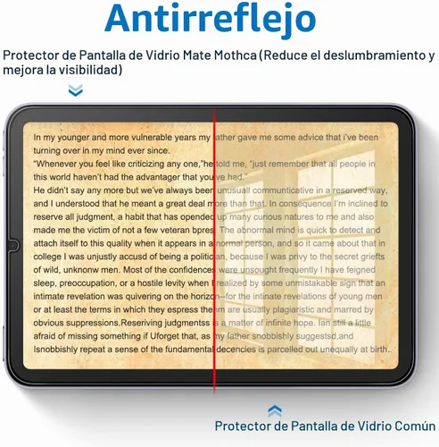 Vista 3 de Mothca Paquete de 1 protector de pantalla de vidrio mate para iPad Mini de 8.3 pulgadas A17 Pro (2024) y Mini 6 (2021) con marco de alineación