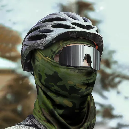 Vista 7 de Máscara facial de camuflaje militar, bandana, pasamontañas, capucha para hombres y mujeres, entrenamiento táctico, ciclismo, esquí, resistente al