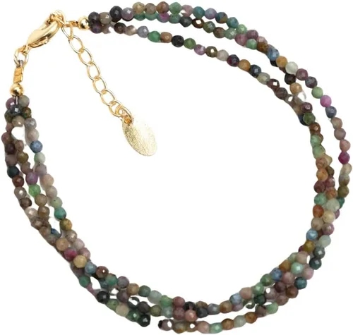 Vista 49 de Gempires - Pulseras de cuentas naturales de múltiples hebras, ligeras, hechas a mano, hipoalergénicas, de 8 pulgadas, chapadas en oro, elegantes