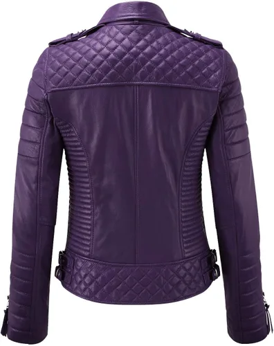 Vista 2 de Benjer Skins Chaqueta de piel para mujer, color negro, Amarillo