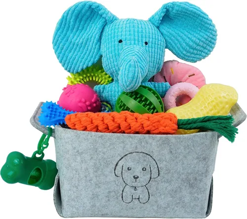 Vista 8 de MRSOHRET 20 Piezas Juguetes Masticables para Cachorros en Dentición, Juguetes Masticables para Perros con Juguete de Cuerda, Cepillo de Dientes