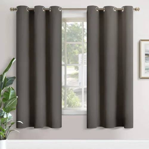 Vista 125 de YoungsTex - Cortinas blackout cortas, aislamiento térmico, ojales, oscurecen la habitación, privacidad, para cámper, sótano, cocina y baño, 2 Gris