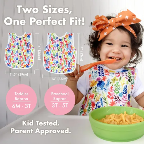 Vista 4 de BapronBaby Babero de destete con diseño floral de acuarela arcoíris para Arco iris acuarela floral