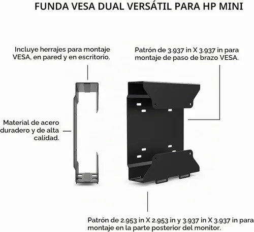 Vista 6 de HumanCentric Soporte de montaje VESA para HP Desktop Mini, ProDesk